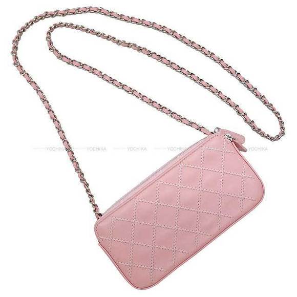 Chanel Stitch Wild Wallet Pink Mark Coco Chain Matelasse - Picture 1 of 10